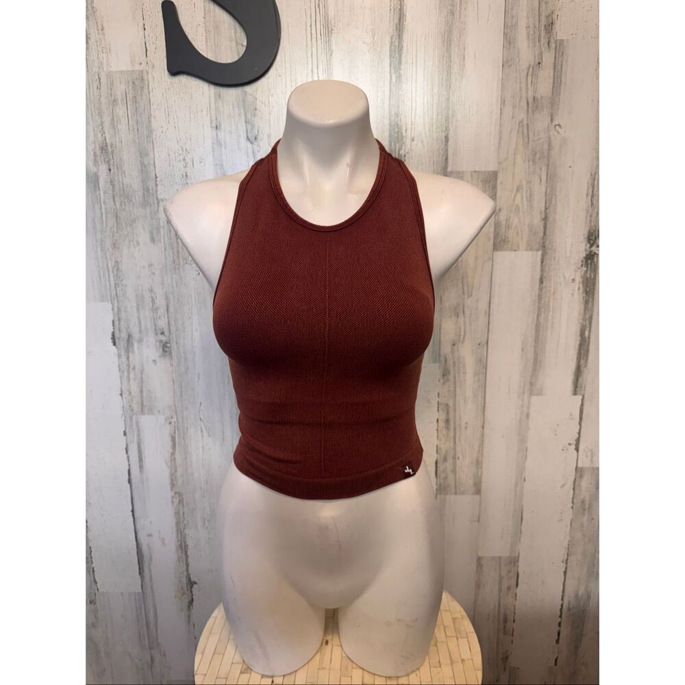 JoyLab Ribbed Racerback Tank Top in Rust - Picture 4 of 7